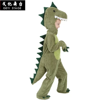 Nové Dinosaura Kigurumi Zelená Cartoon Zvierat Jumpsuit Halloween Cosplay Vianočné kostýmy pre rodič-dieťa Flanelové Pohodlné