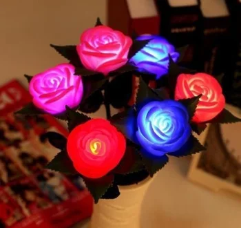 Elegantné Rose LED Svetlá Kvet Lampa Garden Dvore, Vonkajšie Cesta Trávnik Moc Dekorácie Romantický darček pre milovníkov