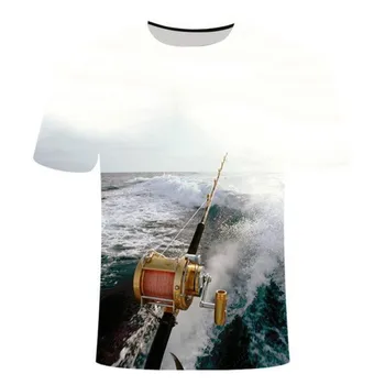 2021 najnovšie horúce predaj rybárskych 3d t-shirt bežné hip-hop t-shirt zábavné ryby 3d tlač harajuku rybársky prút o-neck tričko