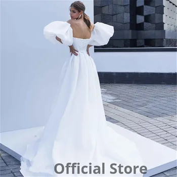 Biele Svadobné Šaty Opuchnuté Pláži Nevesta Šaty Bez Ramienok Otvorte Zadný Princess Party Šaty