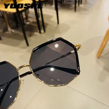 YOOSKE Vintage Polygonálnym slnečné Okuliare Ženy Značky Dizajnér Kovové Nepravidelný Okuliare Dámy Proti Ultrafialovému UV400 Farebné Gradient