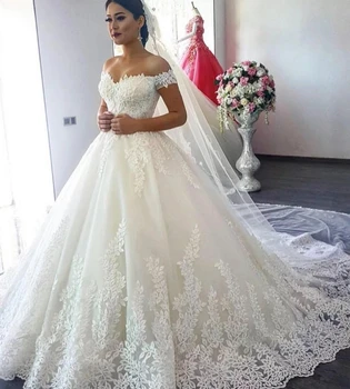 Luxusné plesové Šaty, Svadobné Šaty 2021 župan mariage de Mid-Východ vestido de noiva Ramena Princezná Svadobné Šaty