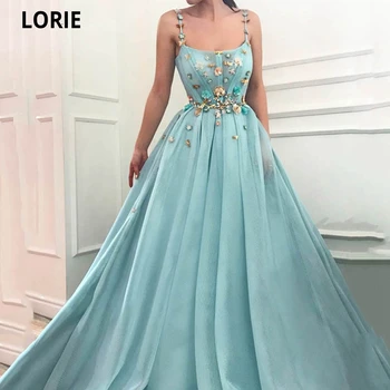 LORIE tvaru Večerné Šaty Sukienki Wizytowe 3D Kvety Tylu Podlahy-Dĺžka Formálne Popoluška Celebrity Šaty Župan De Soiree