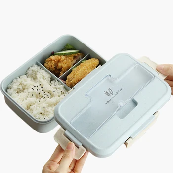 Obed Box Mikrovlnná Bento Snack Boxy Lancheira Pšeničnej Slamy Riadu Skladovanie Potravín Kontajner Pre Deti Školského Úradu Lunchbox