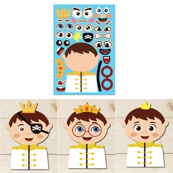 8 Ks/Set Zábavnej Rébusové Hry Princezná, Kráľ, Role-Play, Opakovane DIY Nálepky Cartoon Vzdelávania Vzdelávanie Hračky Pre Chlapca, Dievča Deti