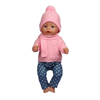 Baby Born Oblečenie 43 Cm Sveter Oblek+Čiapka+Šál +Rukavice Hračky pre Dievčatá, 18-Palcové Reborn Bábiky Šaty pre Americké Dievča Bábiky Oblečenie
