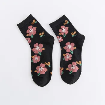 Žena Dlhé Bavlnené Ponožky Flower Typu High School Girl Fashion Pohodlné, Priedušné Malé Čerstvé Bežné Ulici Japonci A Kórea