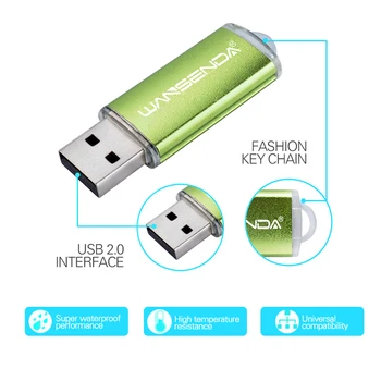WANSENDA Kovové USB Flash mini Pero Disk 4 GB 8 GB 16 GB 32 GB, 64 GB 128G 256 GB Pendrives Reálne možnosti Pamäťový kľúč USB