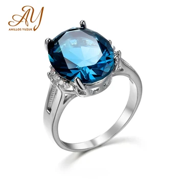 Anillos Yuzuk Drahokam Prstene Pre Ženy, Dievčatá Pevné 925 Sterling Silver Zapojenie BlueTopaz Sapphire Krúžok Veľkoobchod