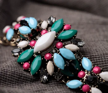 Nový Design Pop Veľké Presklené Kvet Strany Náramok 2017 Hot Predaj Etnických Vintage Módy Náramky Šperky