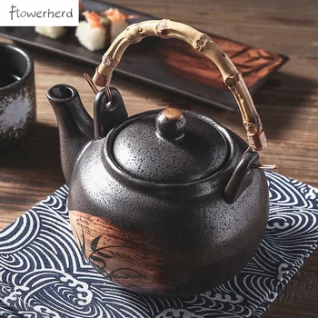 Veľkú Kapacitu Japonský Štýl Keramická Kanvica Teaware s Ratan Rukoväť Ručne maľované Čaj Sady Čaj Kanvica Čaj Hrniec Čaju Maker