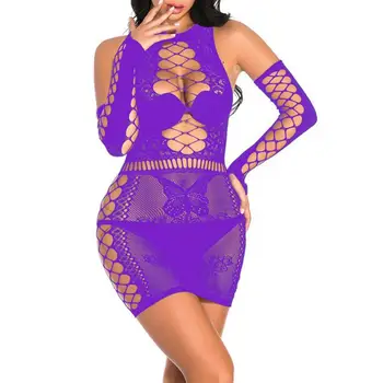 Erotické Ženy Duté sa Vidieť Cez Bodycon Mini Nightdress G-String Sleepwear sexy šaty pre ženy 2021