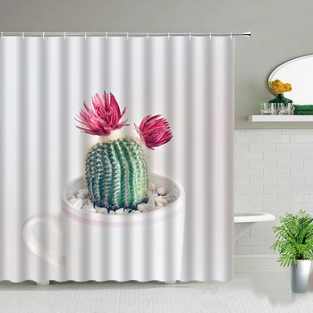 3D Scenérie Kvet Sprchové Závesy Elegantný Moderný Elegantný Slnečnice Ruže Kaktus Kvetinový Rastlín Vaňa Opony pre Kúpeľňa Domova