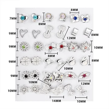 18 Párov/Set dámske Náušnice Nastaviť Jedinečné Šperky Pre Ženy 2020 České Módne Šperky Geometrické Crystal Kvety Stud Náušnice