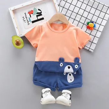 2021 Lete Dieťa chlapčeka Roztomilý Oblečenie Sady Deti, Dievčatá Cartoon O-neck T-Shirt+Šortky 2-dielna Batoľa Bavlna Ležérne Oblečenie
