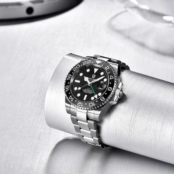 PAGANI DIZAJN 2020 Nové 40MM Zafírové Sklo Automatické Hodinky Luxusné Muži Mechanické Náramkové hodinky Všetky Oceľové Nepremokavé GMT Sledovať Mužov