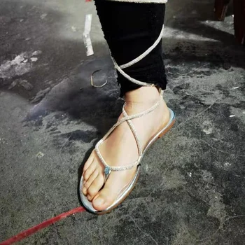 Členok Popruh Black Silver Žien Ploché Platformu Dámy Sandále, Topánky pre Ženy Sandalias Žena Dámske Sandále Jar Leto Jeseň