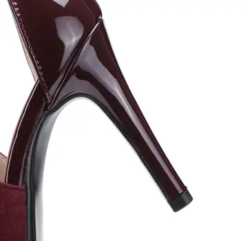 2021 Faux Suede Ženy Sandále Otvorené Prst Tenké Vysokým Podpätkom dámske Topánky Späť na Zips Módne Dámy Strany Topánky Čierne Červené Víno