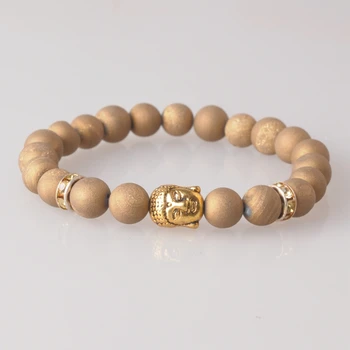 Vysoká kvalita zlatá farba Buddha Hlavu korálky náramok 8mm natrual kameň tigrie oko Korálkové náramky pre Ženy, Mužov, Reiki jogy Šperky