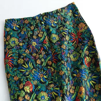 Primavera y otoño de las mujeres elegantes botánico Kvetinový lápiz falda Ročníka multimediálneho pierna P30 ajustado Mujer Faldas Mujer