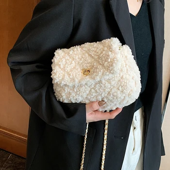 доставкой 2021 с módne ovčej vlny malé ženy, tašky cez rameno, Dizajnér Luxusné kabelky umelú kožušinu crossbody taška ženy peňaženky