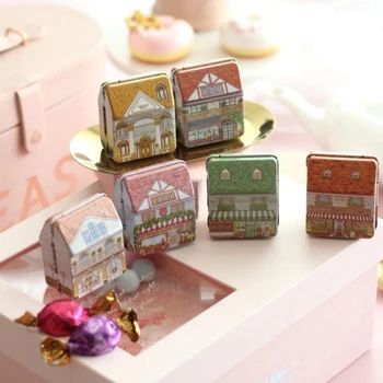 Svadobné Party Darčeka Vintage Dom Tvar Mini Darčekový Balíček Tin Box Candy Pečenie Cookies Biscuit Prípade, Dekorácie Pre Domov