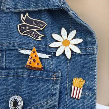 Vtipné francúzske Hranolčeky Pizza Daisy-Brošňa Pin Sveter Denim Jacket Golier Odznak módne šperky, Oblečenie, Príslušenstvo, Darčekové 2020