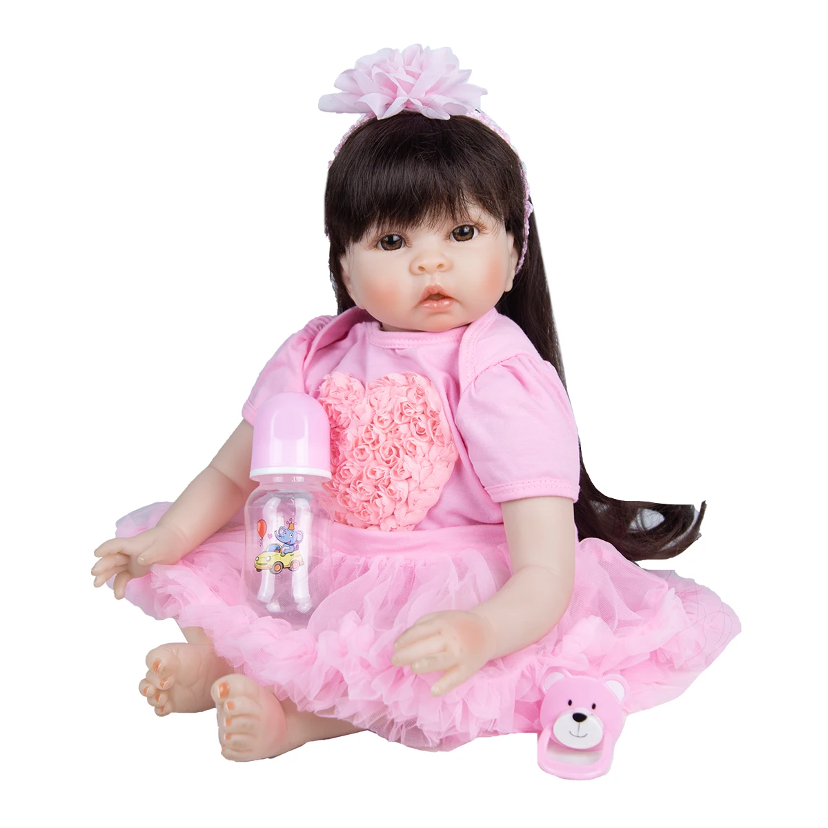Dlhé Účesy 55 Cm Batoľa Reborn Baby Doll Odbavenie Látkové Telo Dievča Reborn Baby Doll Playmates Hračka Pre Deti, Deň Dary 4
