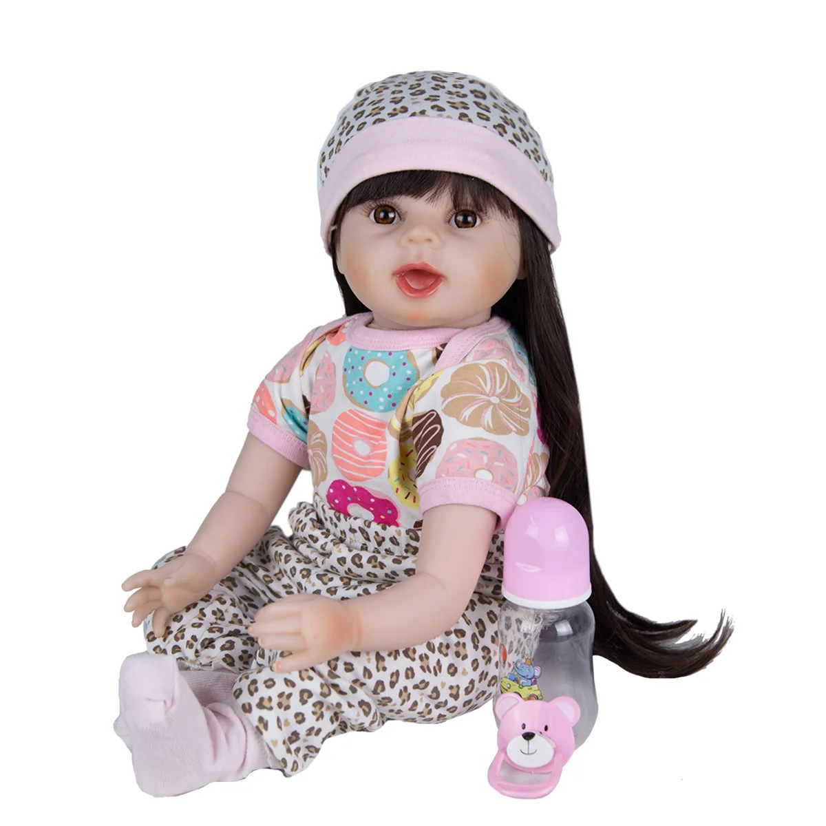 Dlhé Účesy 55 Cm Batoľa Reborn Baby Doll Odbavenie Látkové Telo Dievča Reborn Baby Doll Playmates Hračka Pre Deti, Deň Dary 5