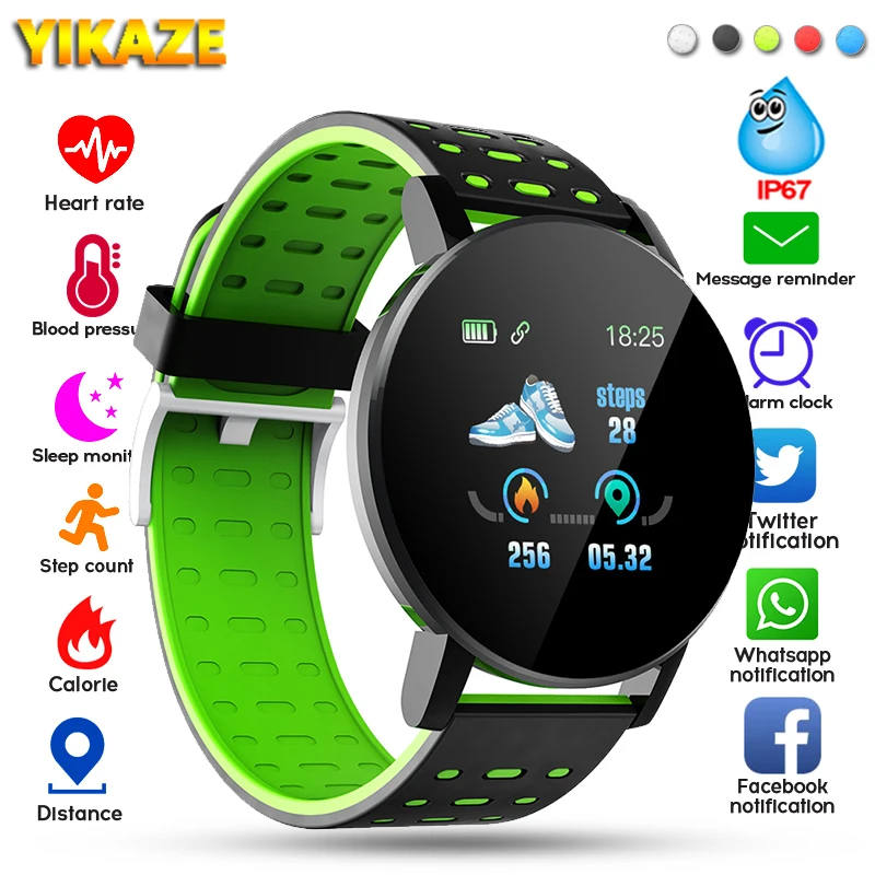 2020 119 Plus Smart Hodinky Muži Ženy Krvný Tlak Nepremokavé Športové Kolo Smartwatch Smart Hodiny Fitness Tracker Pre Android a IOS 3