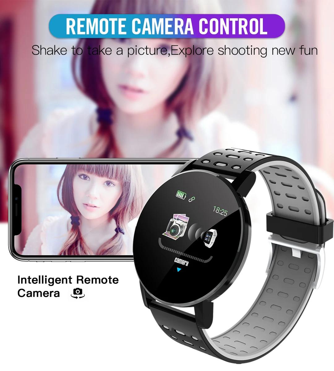 2020 119 Plus Smart Hodinky Muži Ženy Krvný Tlak Nepremokavé Športové Kolo Smartwatch Smart Hodiny Fitness Tracker Pre Android a IOS 5