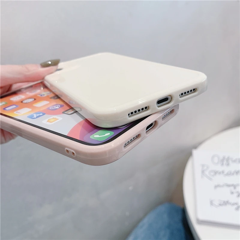 Jednoduché jednofarebné Námestie Telefón puzdro pre iPhone 12 11 Pro Max Mini X XS XR 8 7 Plus SE 2020 Candy Capa Tenké, Mäkké Silikónové Krytie 1