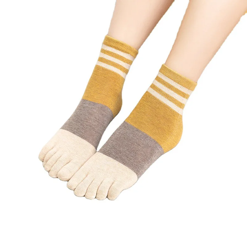 Dámy Ponožky Farebné Pruhované Patchwork Ponožky Ženy Bavlna Päť Prst, Prst Priedušné, Mäkké, Krátke Ponožky Dievčatá Streetwear Dropship 4