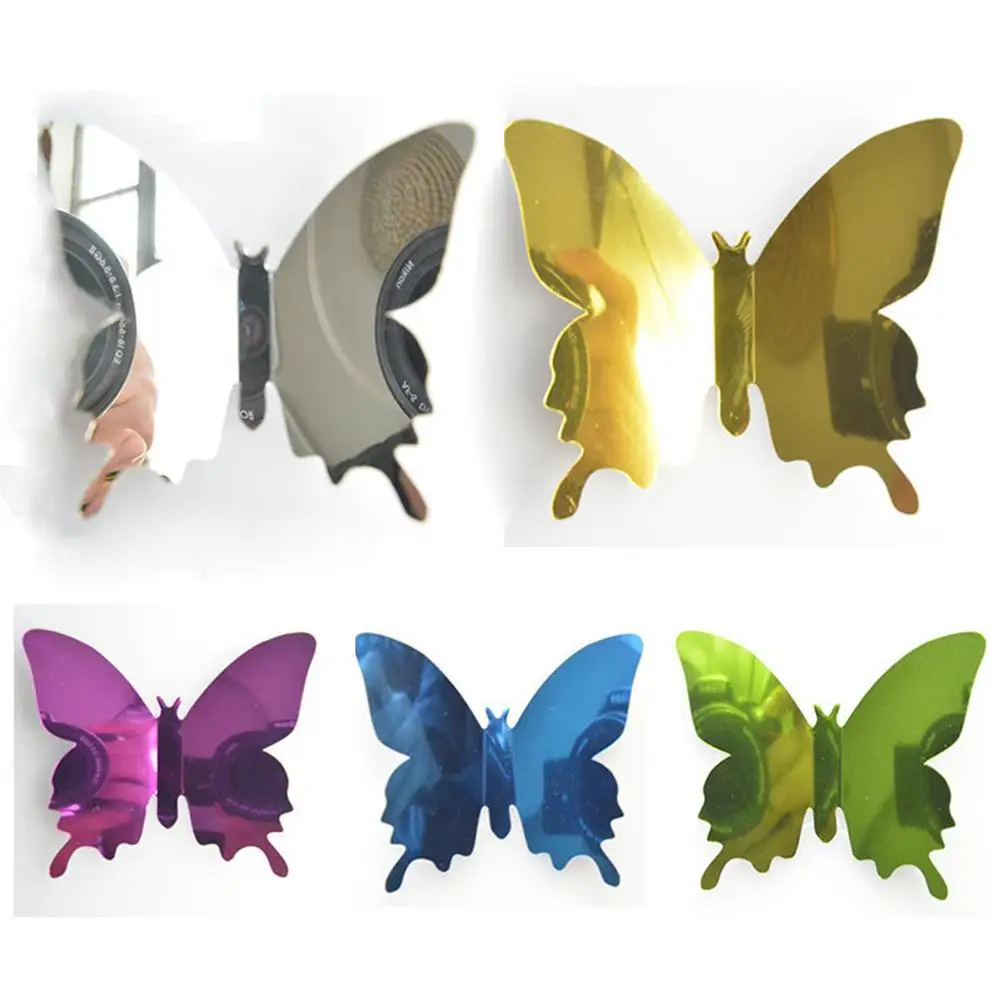 Motýľ Stenu, Nálepky Tvorbu 3D Zrkadlo PVC Zelená Modrá Fialová Zlato Tapety Obtlačky Miestnosti Dekorácie Domova Veľkoobchod urob si sám 1