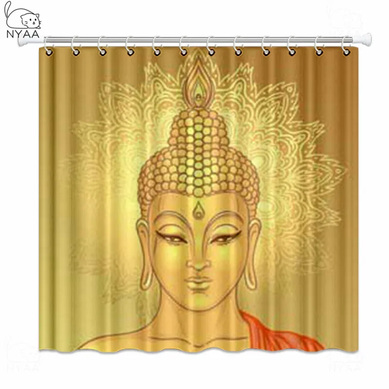 NYAA Buddha Nad Ozdobený Mandala Kolo Sprchové Závesy Indickej Nepremokavé Polyesterové Tkaniny Kúpeľňa Závesy Pre Home Decor 2