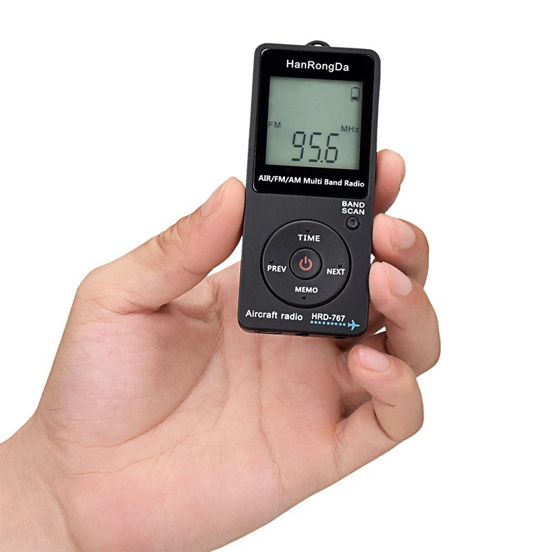 HanRongDa HRD-767 Mini Pocket Rádio Lietadla Kapela Prijímač Prenosné Rádia, LCD Displej Zámok Tlačidlo FM/AM/VZDUCH Rádio s Slúchadlo 4