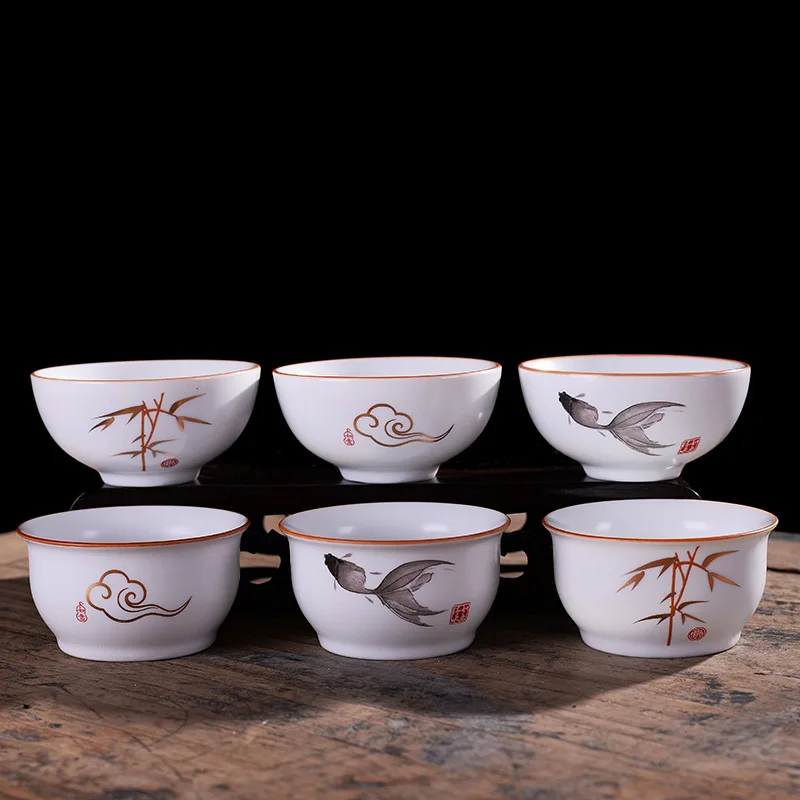 6pcs Keramické Drinkware Teaware Tradičné Čínske Kung Fu Čaj Nastaviť Teacup Záujme Poháre Master Pohár Čaju Misy Porcelánu 1