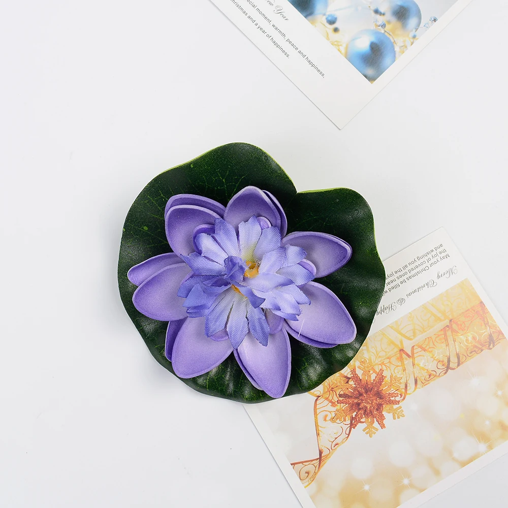 1Pcs lekna Plávajúce Kvetu Rastlín Ornament 10 cm Umelé Lotus leaf Ornament Domov, Záhradné Jazierko, Bazén Dekorácie Dodávky 4