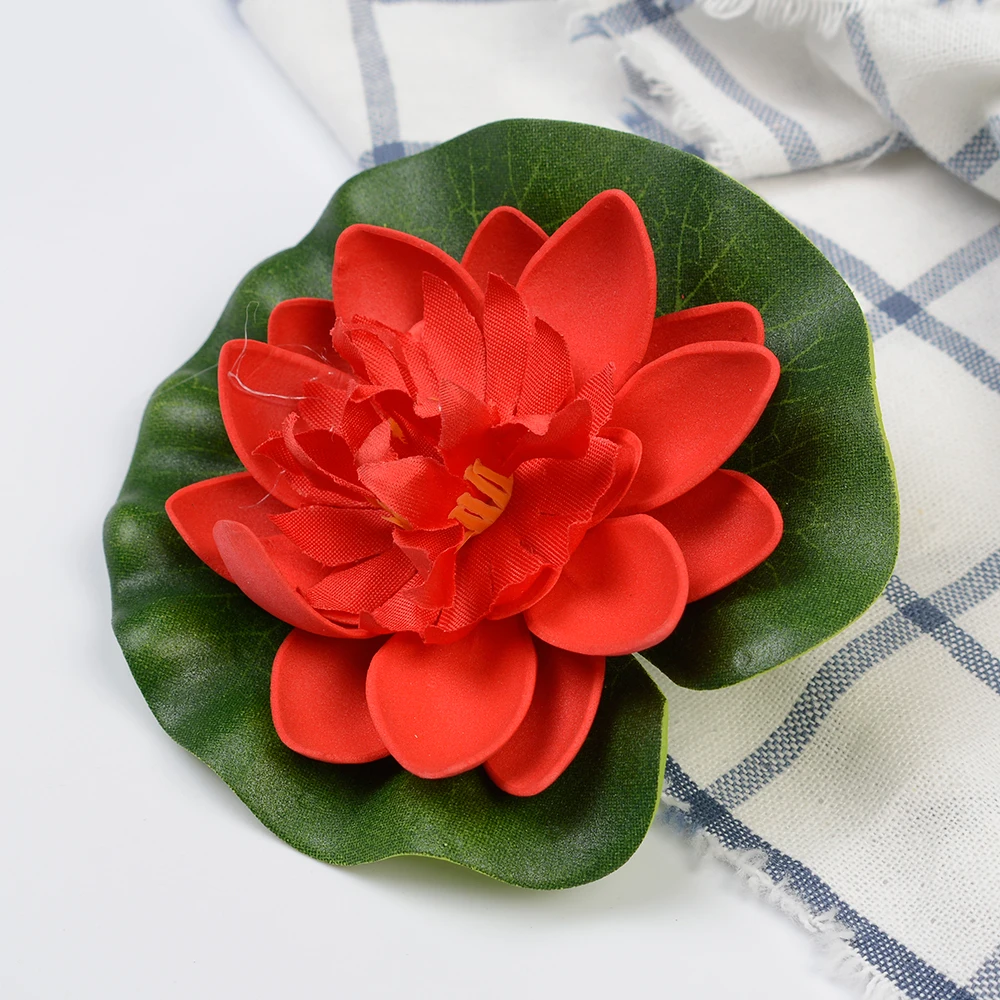 1Pcs lekna Plávajúce Kvetu Rastlín Ornament 10 cm Umelé Lotus leaf Ornament Domov, Záhradné Jazierko, Bazén Dekorácie Dodávky 5