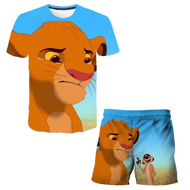 2021 Deti Šortky Nastaviť T-Shirts Nastaviť Lion King Chlapci Dievčatá Karikatúra Roztomilý Tee Vyhovovali Lete Krátky Rukáv Sady Detí Dieťa Oblečenie 2