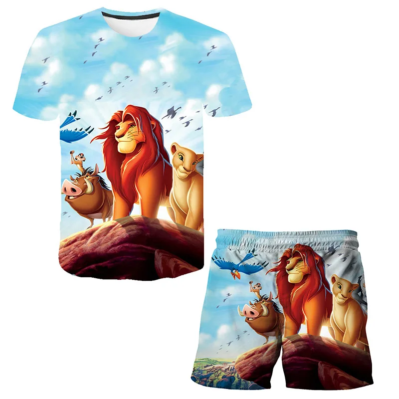 2021 Deti Šortky Nastaviť T-Shirts Nastaviť Lion King Chlapci Dievčatá Karikatúra Roztomilý Tee Vyhovovali Lete Krátky Rukáv Sady Detí Dieťa Oblečenie 4