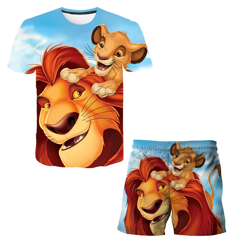 2021 Deti Šortky Nastaviť T-Shirts Nastaviť Lion King Chlapci Dievčatá Karikatúra Roztomilý Tee Vyhovovali Lete Krátky Rukáv Sady Detí Dieťa Oblečenie 5