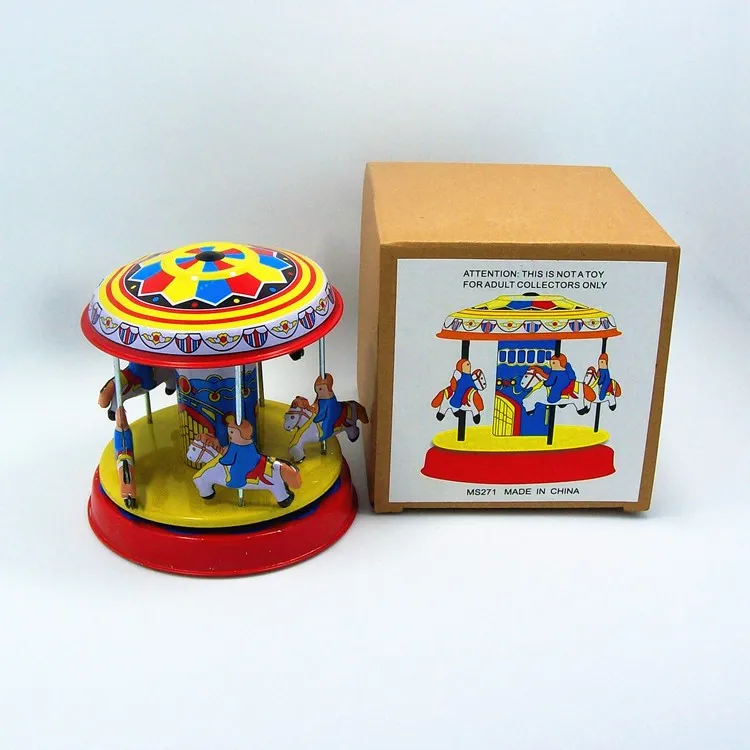 [Zábavné] Klasická kolekcia Retro Hodinky Vietor až Kovov Cín Výstroj High-koliesko Kolotoč hračky Mechanické hračky, detský baby darček 0