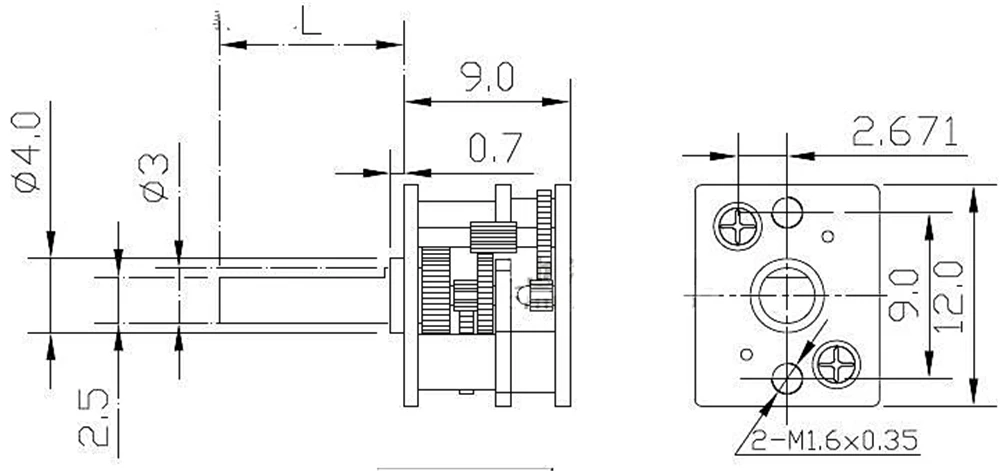 Mini 12 mm*10 mm Námestie All-metal Redukcia Prevodovky Pre N10 N20 N30 Prevodovky Prevodovky 3