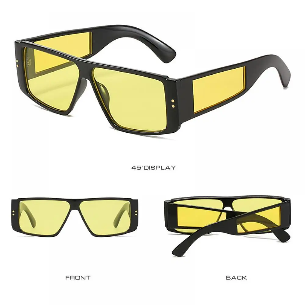 YAMEIZE Módne Retro slnečné Okuliare Ženy Muži Dizajn Značky Retro Obdĺžnik slnečné Okuliare Punk Flat Top Námestie Slnečné Okuliare UV Oculos 2