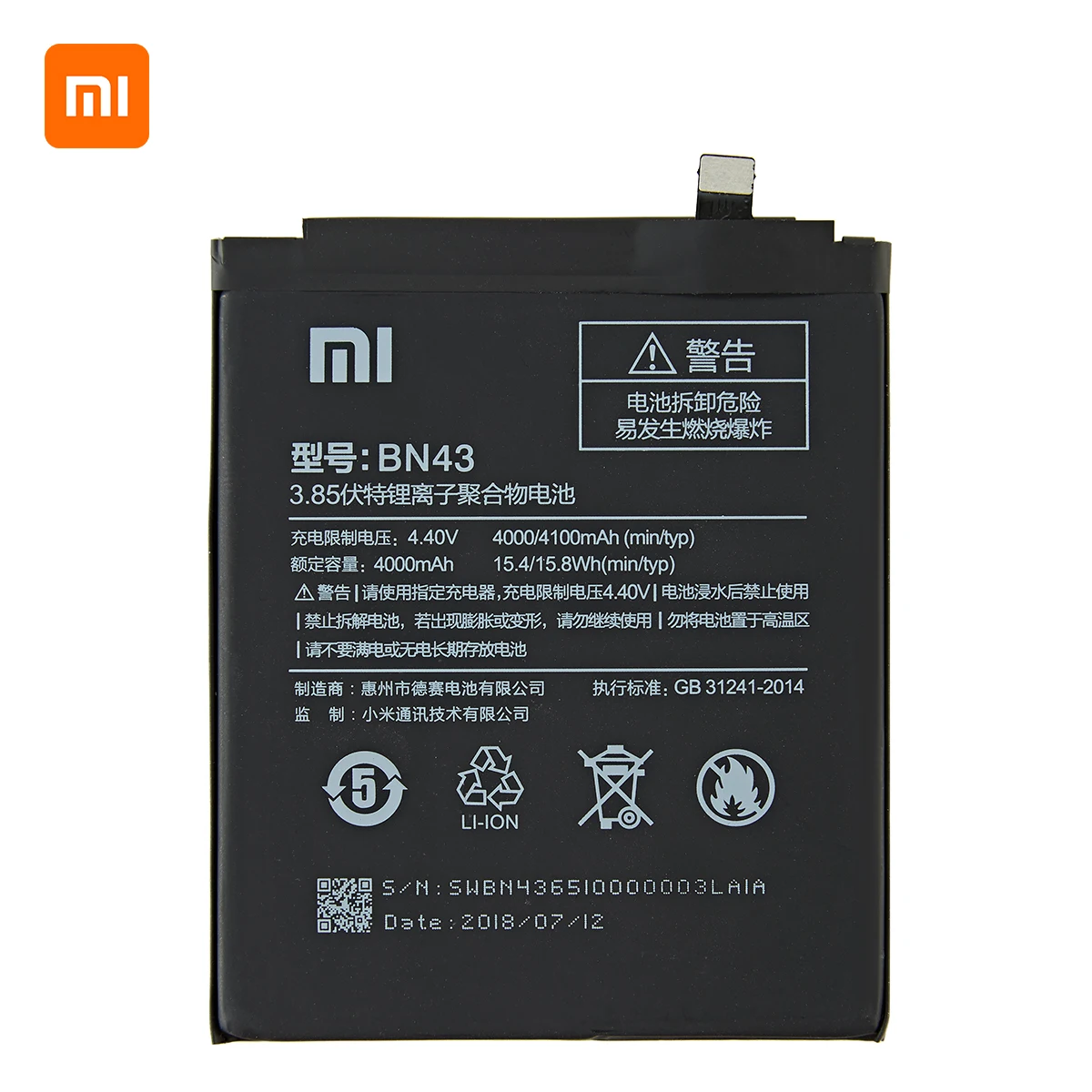 Pôvodnej BN43 Batérie 4000mAh Pre Xiao Redmi Poznámka 4X / Poznámka 4 global Snapdragon 625 Vysokej Kvality BN43 Batérie +Nástroje 0