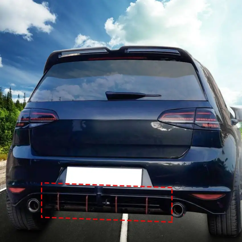 Matné Čierne Auto Zadný Nárazník Difúzor Chvost Zástera Klapky Strane Štiepačky Pasuje pre VW Golf 7 GLAXAY 7R 7.5 R MK7 MK7.5 2013-2016 3