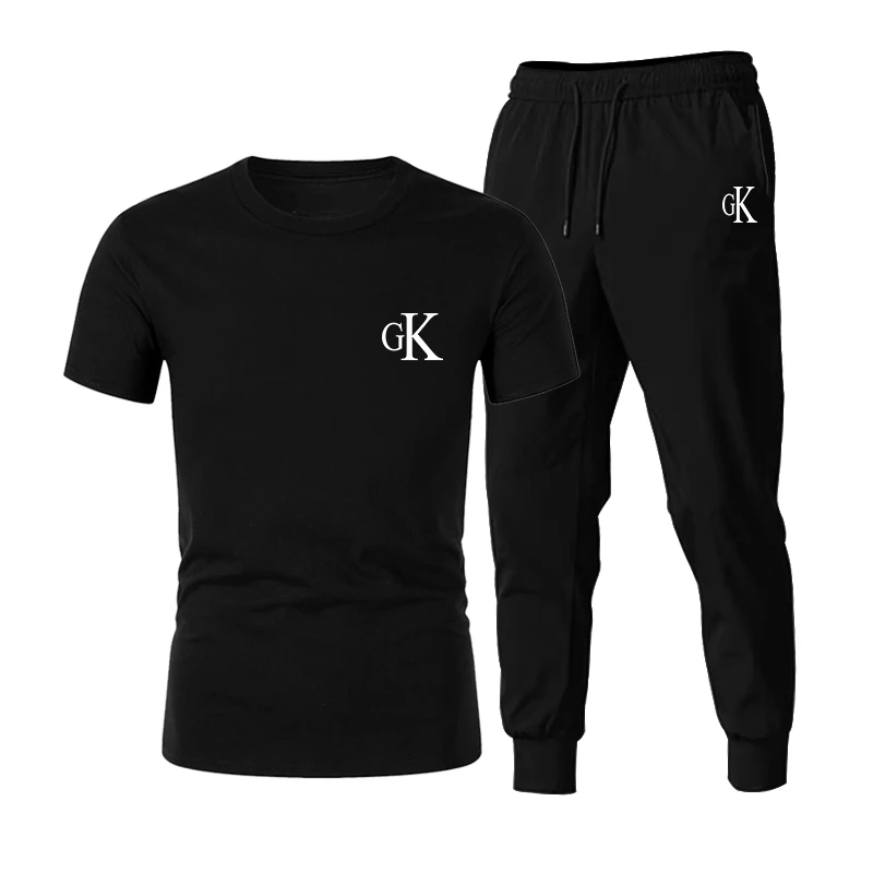 Nové CK pánske letné vyhovovali Módne bežné T-shirt + športové tenké, rýchle sušenie nohavice pánske oblek športové oblečenie 1