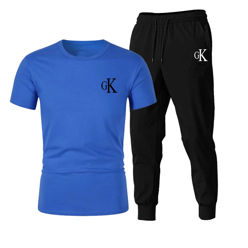 Nové CK pánske letné vyhovovali Módne bežné T-shirt + športové tenké, rýchle sušenie nohavice pánske oblek športové oblečenie 2