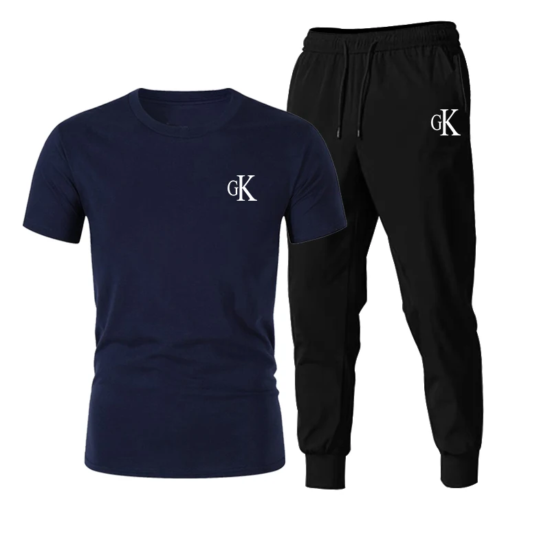 Nové CK pánske letné vyhovovali Módne bežné T-shirt + športové tenké, rýchle sušenie nohavice pánske oblek športové oblečenie 3